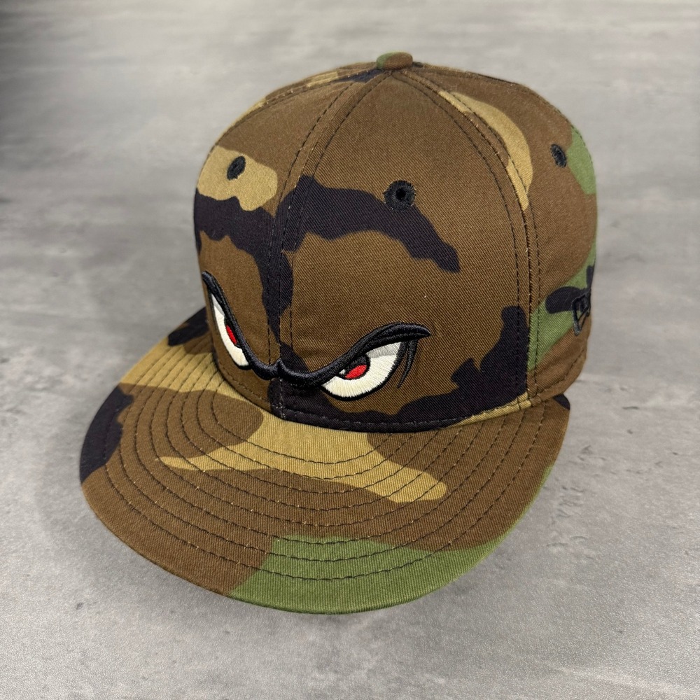 Vintage Lake Elsinore Storm New Era Cap Black Camo 6 7/8 2000s Y2K UK Grime RARE